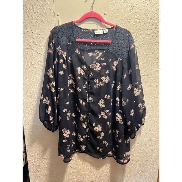 Liz Claiborne Floral Blouse Woman’s Size 3X - Picture 1 of 9